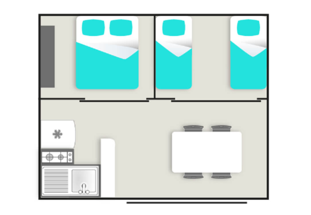 Plan d'une location bungalow au Camping Clos Sainte Thérèse